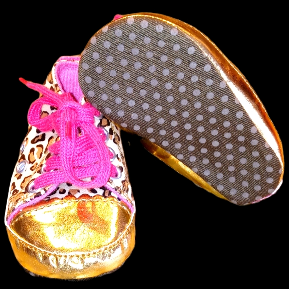 Golden Leopard Princess Baby Sneakers Size 4